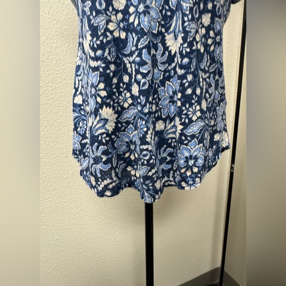 Rachel Zoe Timeless Blue Cap Sleeve Paisley Print Blouse 100% Linen size Small - Picture 6 of 8